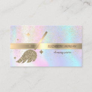 Elegant Gold Confetti, Broom, Holographisch Visitenkarte