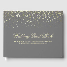 Elegant Gold Confetti Dots Wedding Gästebuch