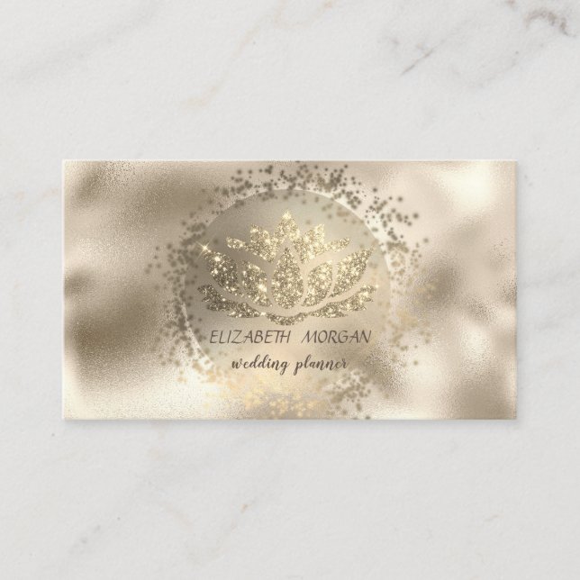 Elegant Gold Confetti Glitzer Lotus Metallic Visitenkarte (Vorderseite)