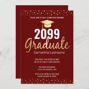 Elegant Gold Confetti Graduate Class of 2022 Einladung