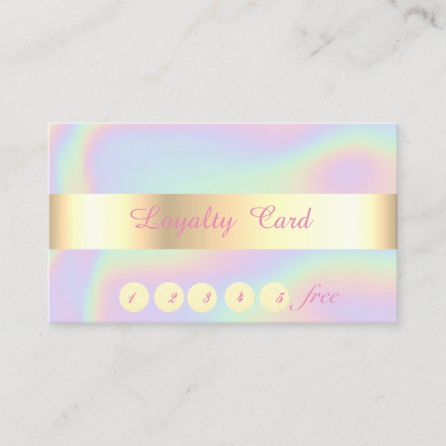 Elegant, Gold, Confetti, Holographic Loyalty Card Treuekarte (Vorderseite)