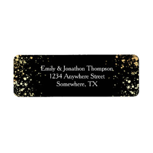 Elegant Gold Confetti Weiße Rücksendeadresse Schwa