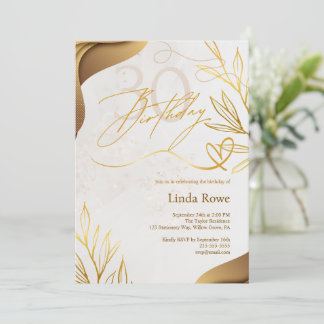 Elegant Gold & Cream 30. Geburtstag Einladung