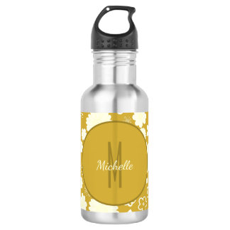 ELEGANT GOLD CREME BLUME MONOGRAM GOLDENE FLÜSSE EDELSTAHLFLASCHE