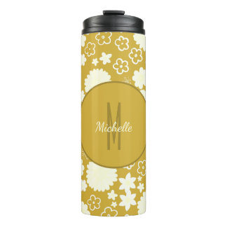ELEGANT GOLD CREME BLUME MONOGRAM GOLDENE FLÜSSE THERMOSBECHER