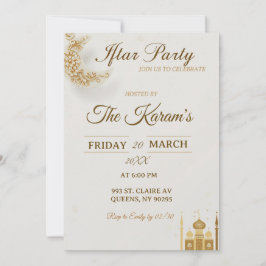 Elegant Gold Crescent Moo, Ramadan Iftar Party Einladung