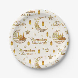 Elegant Gold Crescent Ramadan Iftar Party Pappteller