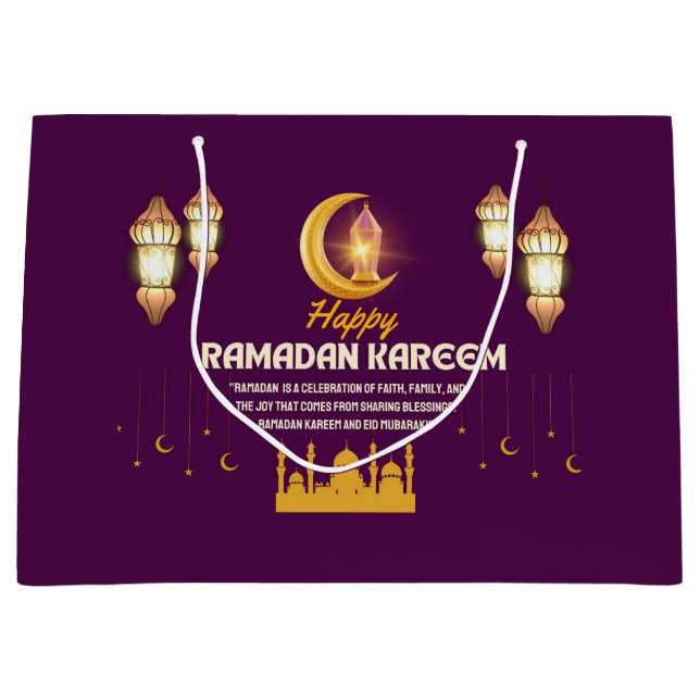 Elegant Gold Crescent Ramadan Mubarak Greeting Große Geschenktüte (Vorderseite)