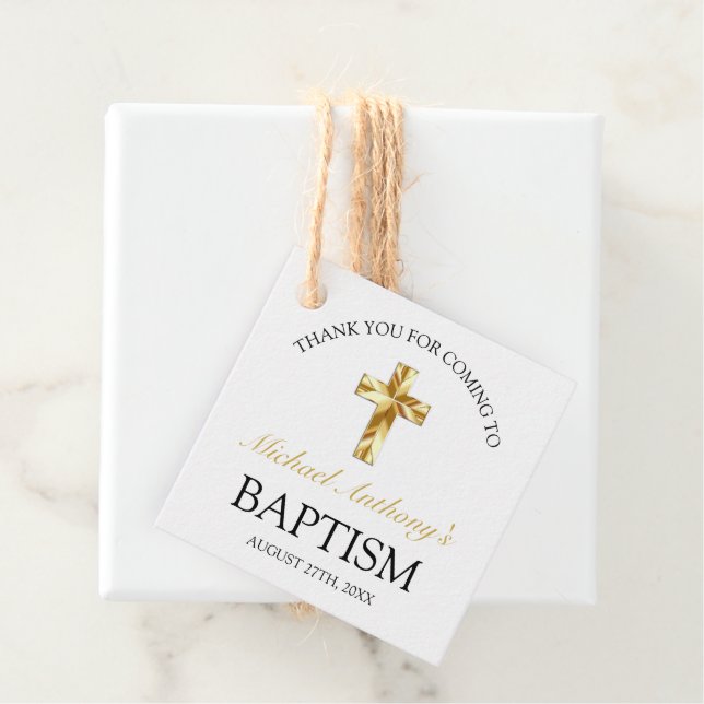 Elegant Gold Cross Baby Boy Taufe Danke Favo Geschenkanhänger (Beispiel)