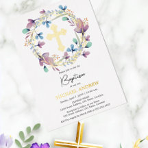 Elegant Gold Cross Taufen Bloral