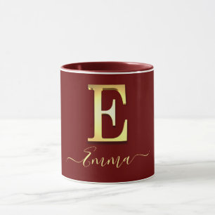 Elegant Gold Custom Monogram E Name Tasse