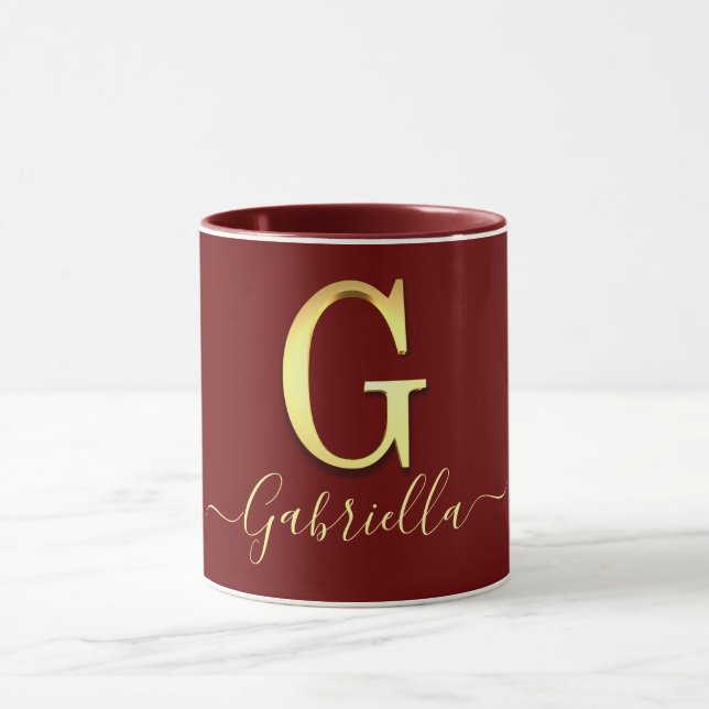 Elegant Gold Custom Monogram G Name Tasse (Zentrum)