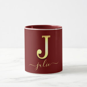 Elegant Gold Custom Monogram J Name Tasse