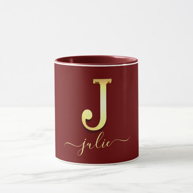 Elegant Gold Custom Monogram J Name Tasse (Zentrum)