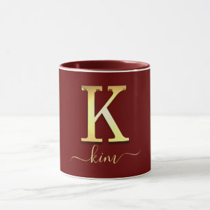 Elegant Gold Custom Monogram K Name Tasse