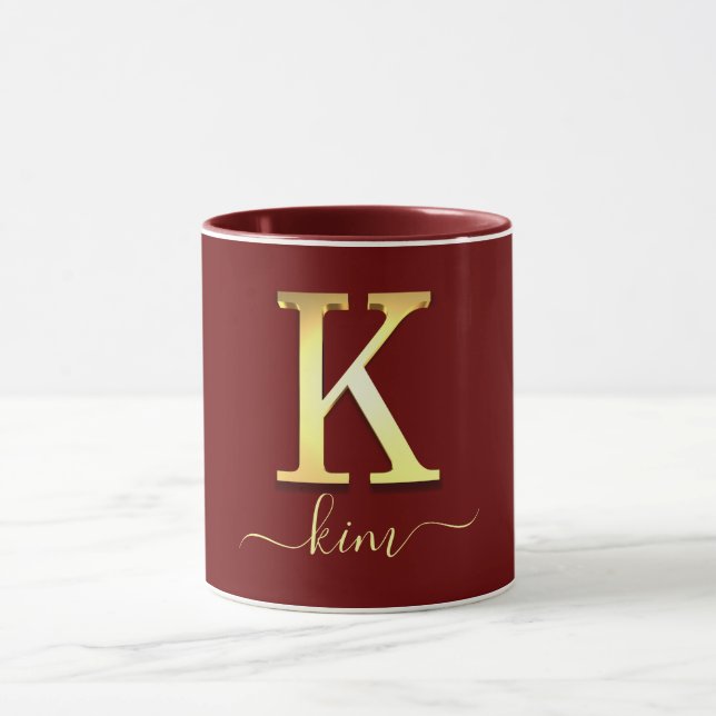 Elegant Gold Custom Monogram K Name Tasse (Zentrum)