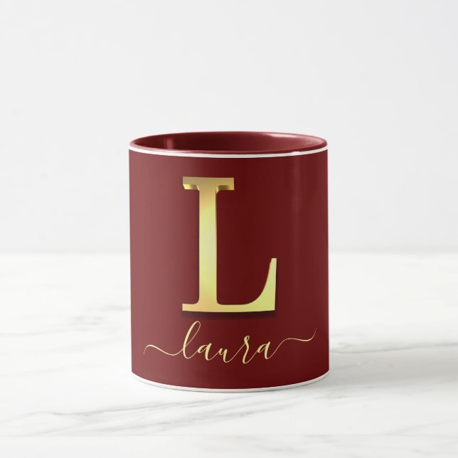 Elegant Gold Custom Monogram L Name Tasse (Zentrum)