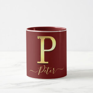 Elegant Gold Custom Monogram P Name Tasse