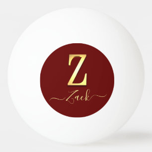 Elegant Gold Custom Monogram Z Name Ping Pong Ball Tischtennisball