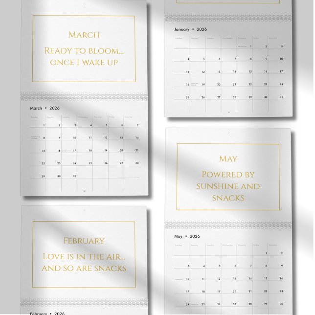 Elegant Gold Cute Quote Calendar 2026 Kalender (Von Creator hochgeladen)