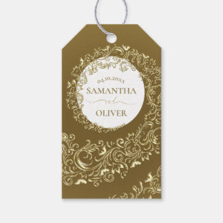 Elegant Gold Damask Hochzeit Geschenkanhänger