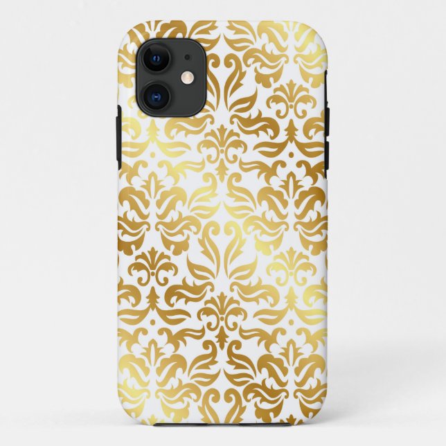 Elegant Gold Damask iPhone Case (Rückseite)