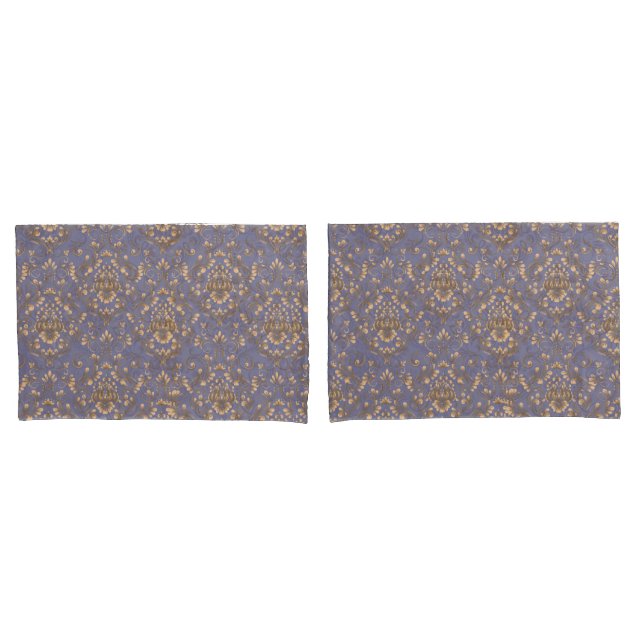 Elegant Gold Damask Pillow Case | Vintage Periwink Kissenbezug (Vorderseite-Set)