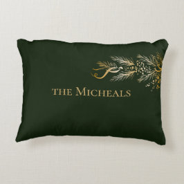 Elegant Gold Dark Green Joy Personalisierte Weihna Dekokissen