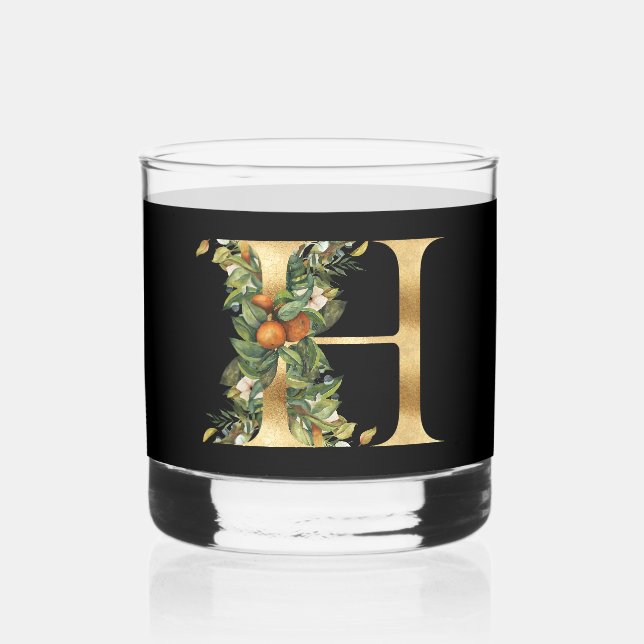 Elegant Gold Decorative Initial H Whiskyglas (Vorderseite)
