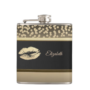Elegant Gold Diamanten-Glitzernde Lippen-Personali Flachmann