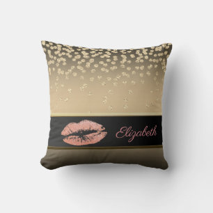 Elegant Gold Diamanten-Glitzernde Lippen-Personali Kissen