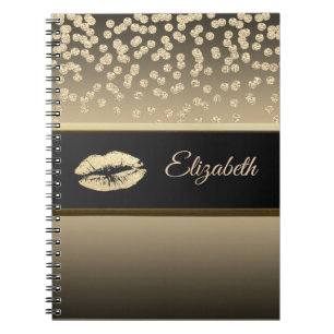 Elegant Gold Diamanten-Glitzernde Lippen-Personali Notizblock