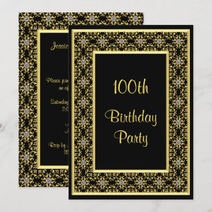 Elegant Gold, Diamond Gems 100. Geburtstag Einladung