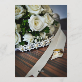 Elegant Gold Diamond Ring Pearl Bouquet Wedding In Einladung