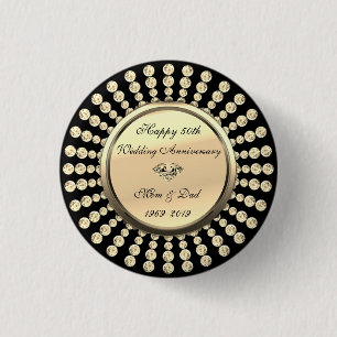 Elegant Gold Diamonds 50. Hochzeitstag Button