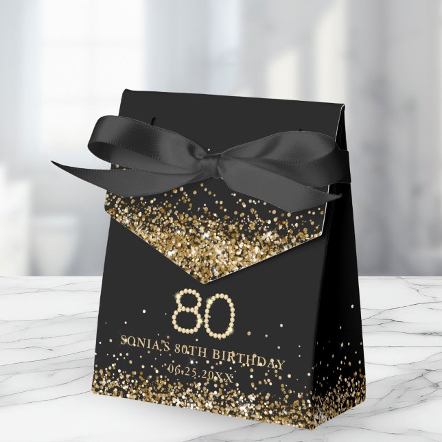 Elegant Gold Diamonds 80th Birthday Favor Box Geschenkschachtel (Elegant Gold Diamonds 80th Birthday Favor gift boxes)