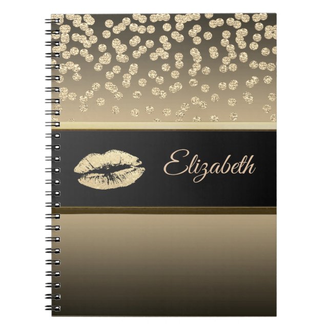 Elegant Gold Diamonds-Glittery Lip-Personalisiert Notizblock (Vorderseite)