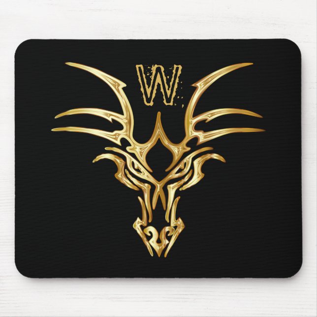 Elegant Gold Dragon Head Initial Fantasy Mousepad (Vorne)
