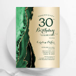 Elegant Gold Emerald Green Agate 30. Geburtstag Einladung<br><div class="desc">Smaragdgrün und goldgelb an 30. Geburtstag Party Einladung. Elegantes modernes Design mit Aquarellfarben-marmorgeode Hintergrund,  Imitate Glitzer Gold und Typografie Skript-Schriftart. Die trendige Einladungskarte eignet sich perfekt für eine stilvolle Damenfeier. Gedruckte Zazzle Einladungen oder Sofortdownload digitalen druckbaren Vorlage.</div>