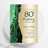 Elegant Gold Emerald Green Agate 80. Geburtstag