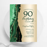 Elegant Gold Emerald Green Agate 90. Geburtstag Einladung<br><div class="desc">Smaragdgrün und Gold agate 90. Geburtstagsfeier Einladung. Elegantes modernes Design mit Aquarellfarben-marmorgeode Hintergrund,  Imitate Glitzer Gold und Typografie Skript-Schriftart. Die trendige Einladungskarte eignet sich perfekt für eine stilvolle Damenfeier. Gedruckte Zazzle Einladungen oder Sofortdownload digitalen druckbaren Vorlage.</div>