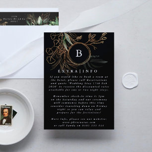 Elegant Gold Eucalyptus Black Details INFO Begleitkarte