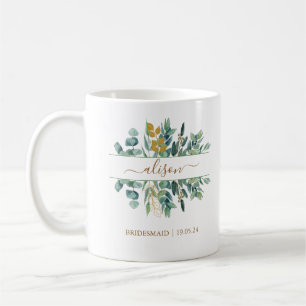 Elegant Gold Eucalyptus Bridesmaid Gift Keepake Kaffeetasse