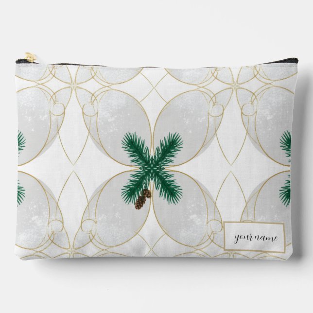 Elegant Gold Eucalyptus MerryMist Holiday Cork Coa Zubehörtasche (Vorderseite)