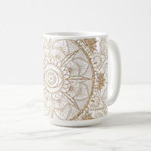 Elegant Gold Eye Sun Moon Mandala White Kaffeetasse