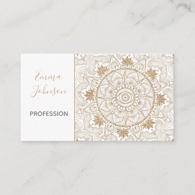 Elegant Gold Eye Sun Moon Mandala White Visitenkarte (Vorderseite)
