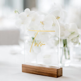 Elegant Gold Faux Foil Arch Acrylic Table Number Acryleinladungen