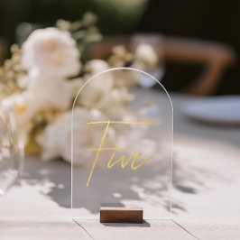 Elegant Gold Faux Foil Arch Acrylic Table Number Acryleinladungen