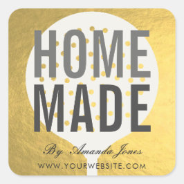 ELEGANT GOLD FAUX SKIMMER CHEF COOKING HOMEMADE QUADRATISCHER AUFKLEBER