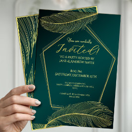 Elegant Gold Feather Geometric Invitation Card On  Einladung